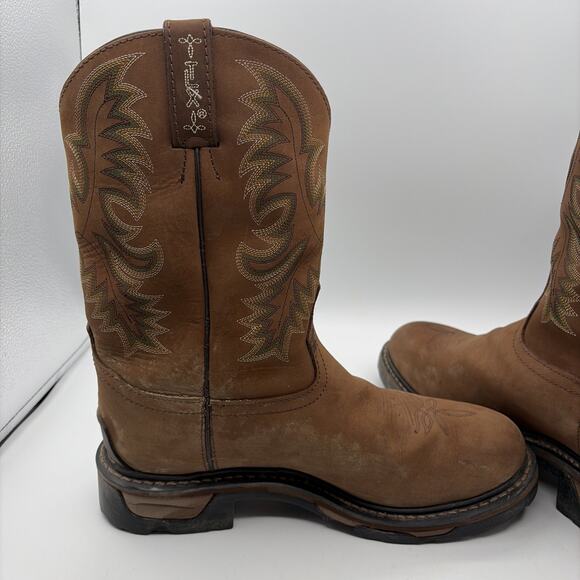 Tony Lama Harlington TLX Boots Mens Size 10.5 EE Tan Brown Pull On Work main image 9